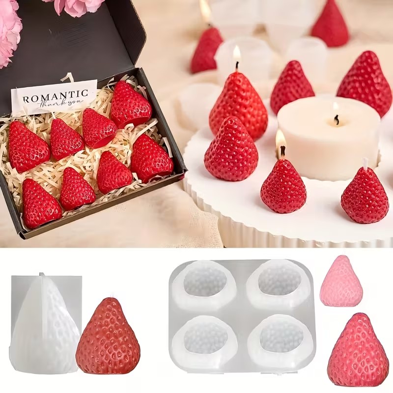 Candle Making Items - Strawberry Silicone Candle Mold for DIY